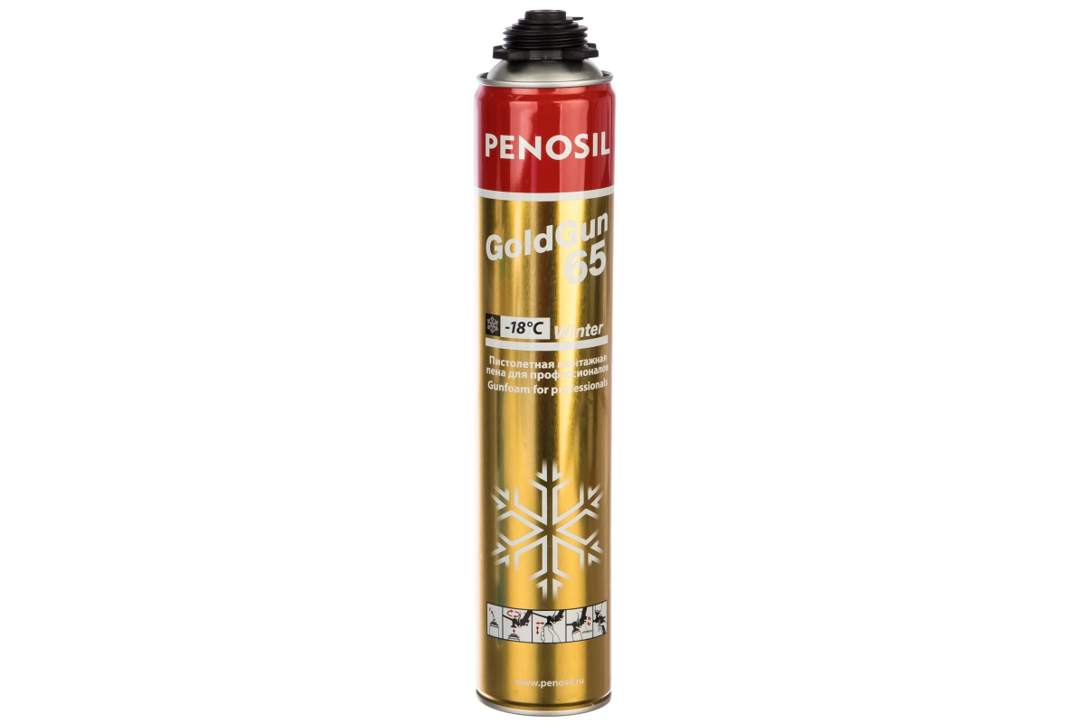 Пена  монтажная  Penosil GoldGun 65л /золотой баллон/ зима от -18С до +30С 875мл